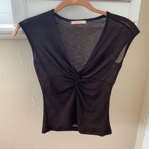 Brown short sleeve sheer top